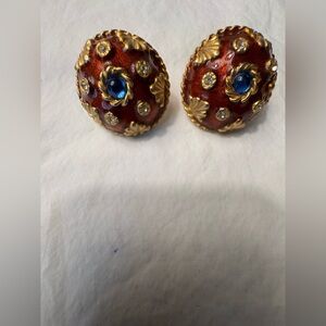 Exquisite Vintage Signed 1990’s era Yosca Enamel Earrings.
